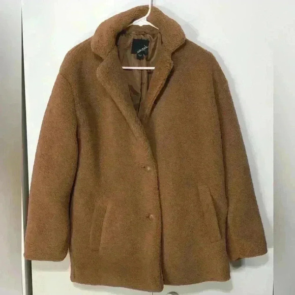 Collection b Juniors Women Shearling Style Faux Fur Brown Lined Jacket size XS - Picture 2 of 13
